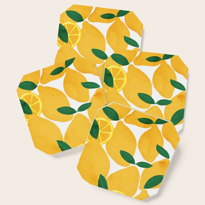 lemon mediterranean still life Coaster Gallery Image 1