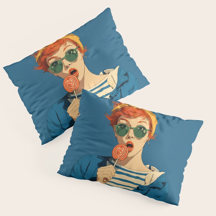 Retro Pop Lollipop Girl Pillow Sham Gallery Image 3