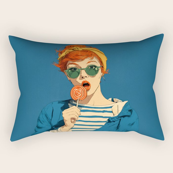 Retro Pop Lollipop Girl Rectangular Pillow Gallery Image 1