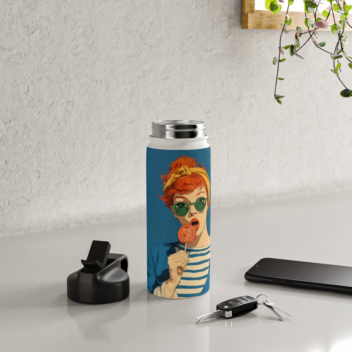 Retro Pop Lollipop Girl Water Bottle Gallery Image 4