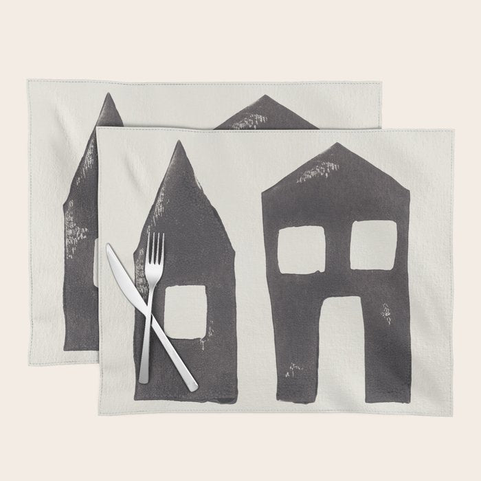 Tiny Houses #2 | Hand-printed Linocut Placemat Gallery Image 1