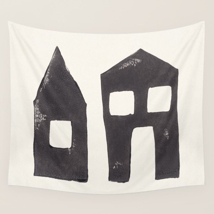 Tiny Houses #2 | Hand-printed Linocut Wall Tapestry Gallery Image 4
