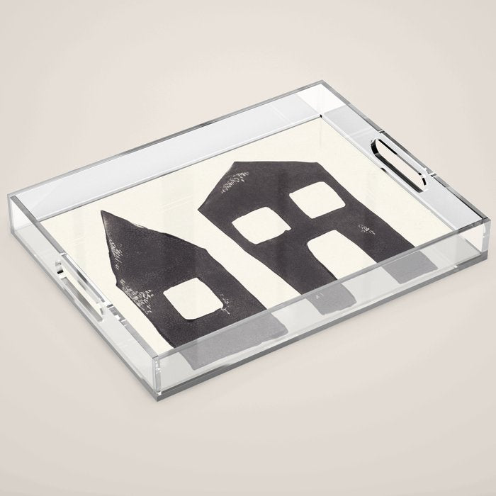 Tiny Houses #2 | Hand-printed Linocut Acrylic Tray Gallery Image 1
