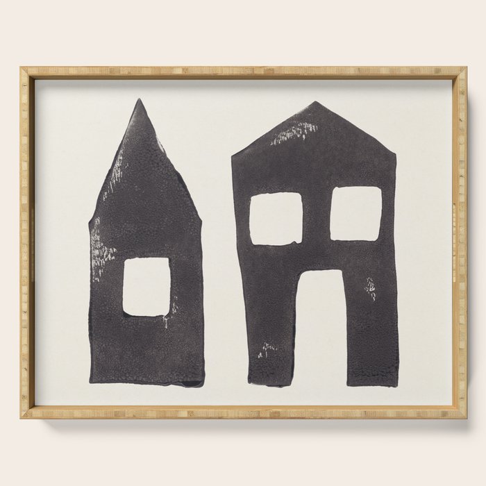 Tiny Houses #2 | Hand-printed Linocut Serving Tray Gallery Image 1
