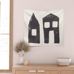 Tiny Houses #2 | Hand-printed Linocut Wall Tapestry Gallery Image 2
