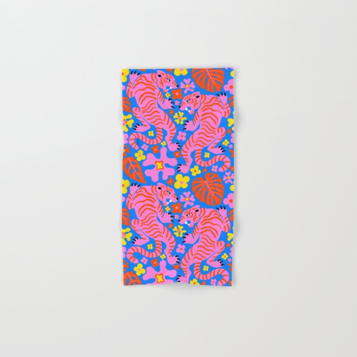Pink Tigers and Flowers Bath Towel Gallery Image 1