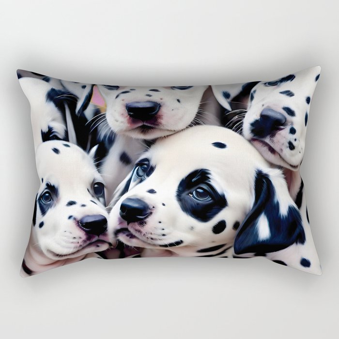 Dalmatian Love, Cute Puppies Dogs Pets, Animals Domestic Photography Siblings, Adorable Family Polka Dots Spotted  Rectangular Pillow Gallery Image 2