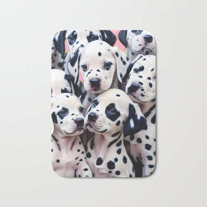 Dalmatian Love, Cute Puppies Dogs Pets, Animals Domestic Photography Siblings, Adorable Family Polka Dots Spotted  Bath Mat Gallery Image 1