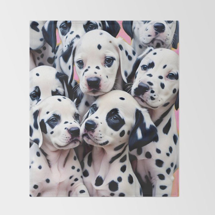 Dalmatian Love, Cute Puppies Dogs Pets, Animals Domestic Photography Siblings, Adorable Family Polka Dots Spotted  Throw Blanket Gallery Image 2