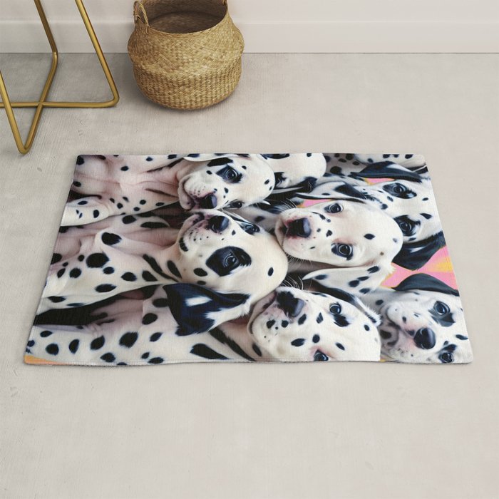 Dalmatian Love, Cute Puppies Dogs Pets, Animals Domestic Photography Siblings, Adorable Family Polka Dots Spotted  Rug Gallery Image 1