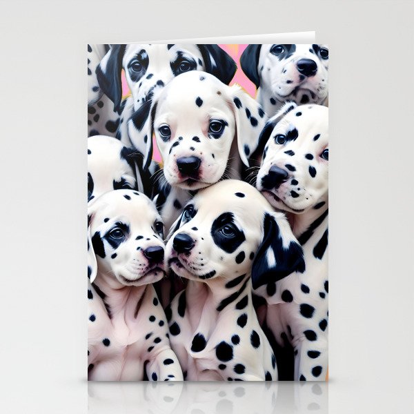 Dalmatian Love, Cute Puppies Dogs Pets, Animals Domestic Photography Siblings, Adorable Family Polka Dots Spotted  Stationery Card Gallery Image 1