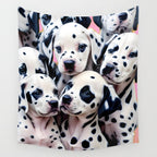Dalmatian Love, Cute Puppies Dogs Pets, Animals Domestic Photography Siblings, Adorable Family Polka Dots Spotted  Wall Tapestry Gallery Image 4