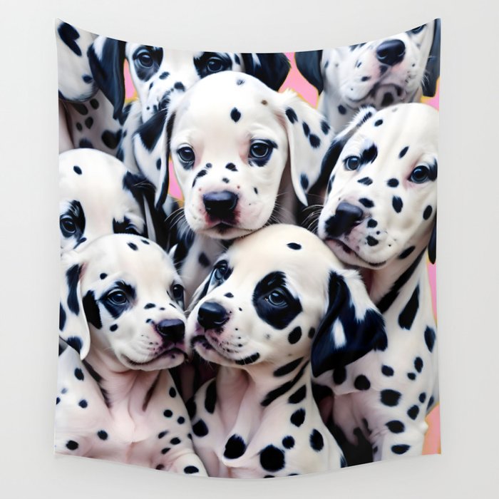 Dalmatian Love, Cute Puppies Dogs Pets, Animals Domestic Photography Siblings, Adorable Family Polka Dots Spotted  Wall Tapestry Gallery Image 4