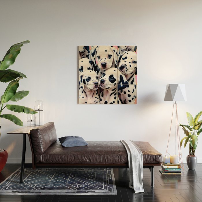 Dalmatian Love, Cute Puppies Dogs Pets, Animals Domestic Photography Siblings, Adorable Family Polka Dots Spotted  Wood Wall Art Gallery Image 2