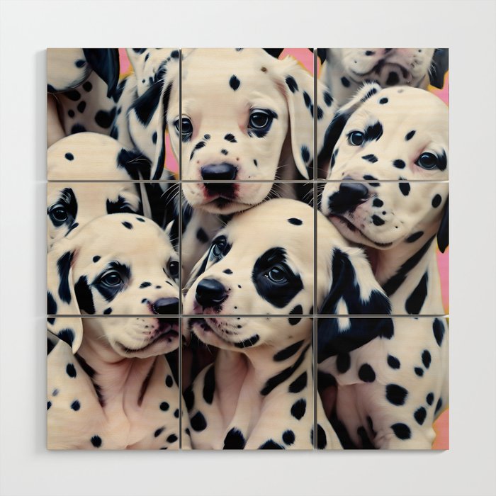 Dalmatian Love, Cute Puppies Dogs Pets, Animals Domestic Photography Siblings, Adorable Family Polka Dots Spotted  Wood Wall Art Gallery Image 1