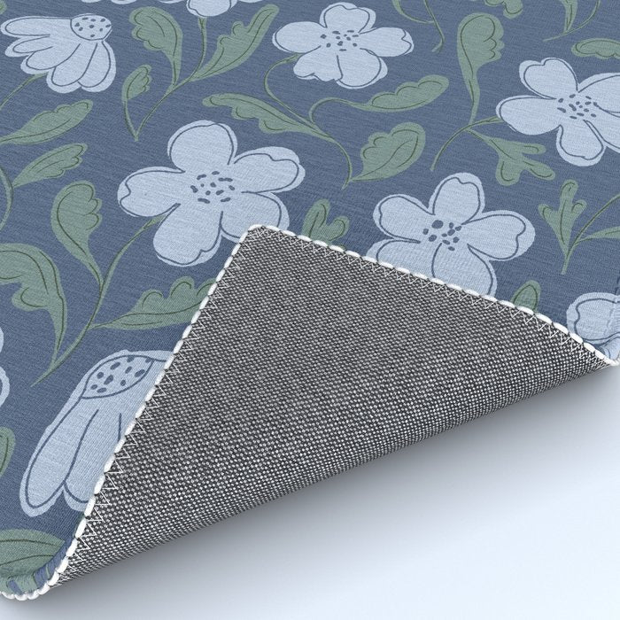 Moody Botanical Blooms on Slate Blue Rug Gallery Image 4