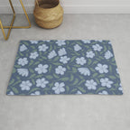 Moody Botanical Blooms on Slate Blue Rug Gallery Image 1