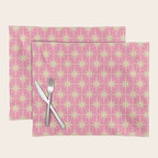 Midcentury Modern Atomic Age Starburst Star Pattern in Pink and Cream Placemat Gallery Image 1