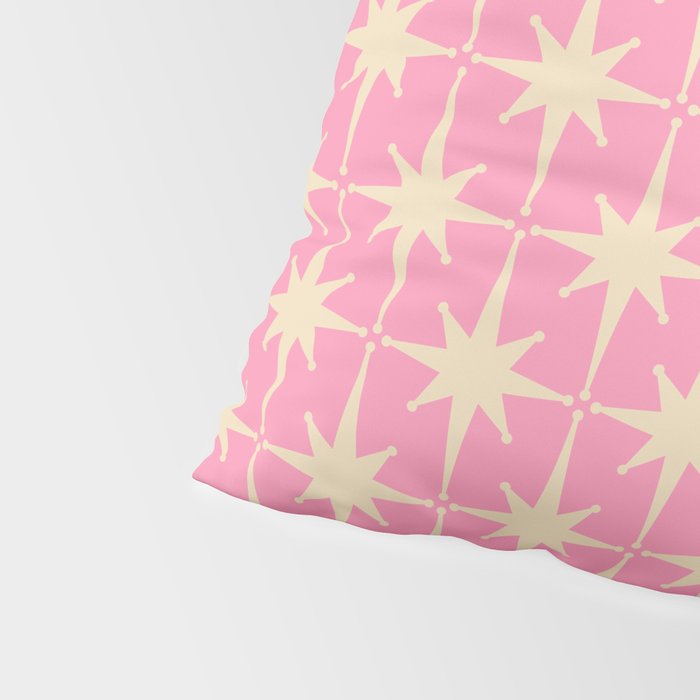 Midcentury Modern Atomic Age Starburst Star Pattern in Pink and Cream Pillow Sham Gallery Image 4