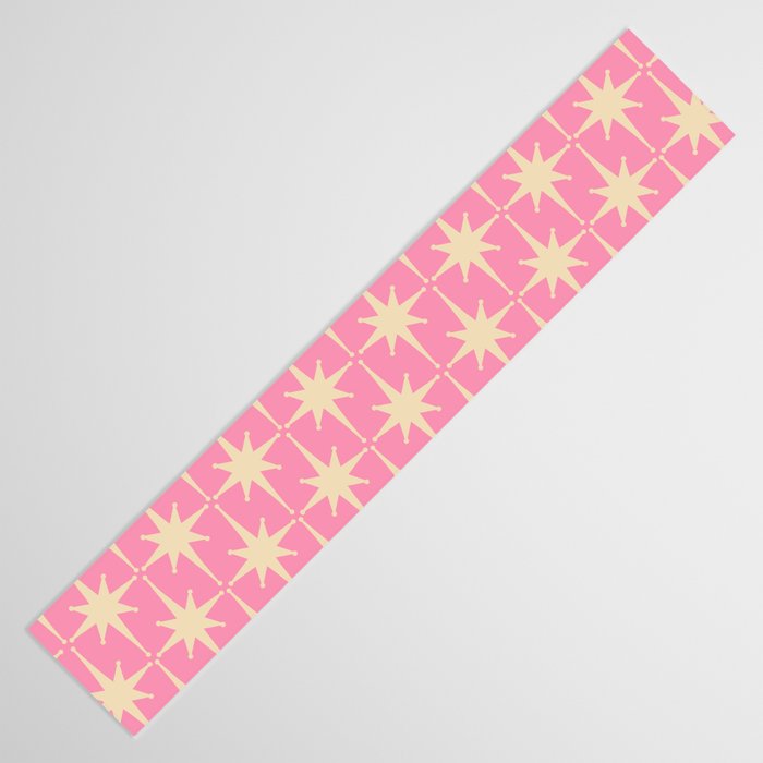 Midcentury Modern Atomic Age Starburst Star Pattern in Pink and Cream Table Runner Gallery Image 3