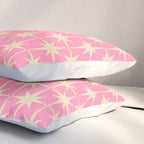 Midcentury Modern Atomic Age Starburst Star Pattern in Pink and Cream Pillow Sham Gallery Image 3
