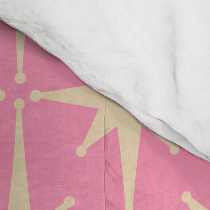 Midcentury Modern Atomic Age Starburst Star Pattern in Pink and Cream Comforter Gallery Image 4