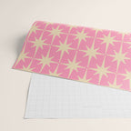 Midcentury Modern Atomic Age Starburst Star Pattern in Pink and Cream Wrapping Paper Gallery Image 2