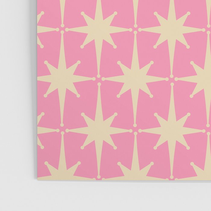 Midcentury Modern Atomic Age Starburst Star Pattern in Pink and Cream Poster Gallery Image 3