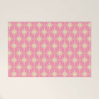 Midcentury Modern Atomic Age Starburst Star Pattern in Pink and Cream Welcome Mat Gallery Image 1