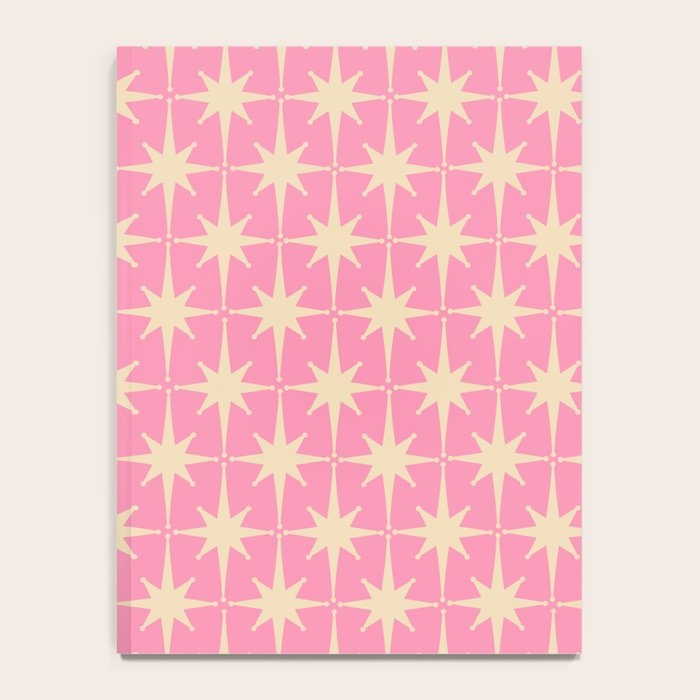 Midcentury Modern Atomic Age Starburst Star Pattern in Pink and Cream Notebook Gallery Image 4