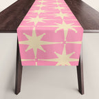 Midcentury Modern Atomic Age Starburst Star Pattern in Pink and Cream Table Runner Gallery Image 1