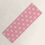 Midcentury Modern Atomic Age Starburst Star Pattern in Pink and Cream Yoga Mat Gallery Image 1