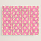 Midcentury Modern Atomic Age Starburst Star Pattern in Pink and Cream Jigsaw Puzzle Gallery Image 1