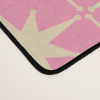 Midcentury Modern Atomic Age Starburst Star Pattern in Pink and Cream Desk Mat Gallery Image 4
