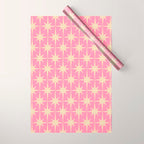 Midcentury Modern Atomic Age Starburst Star Pattern in Pink and Cream Wrapping Paper Gallery Image 1