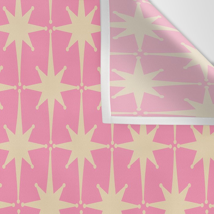 Midcentury Modern Atomic Age Starburst Star Pattern in Pink and Cream Wall Tapestry Gallery Image 3