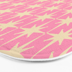 Midcentury Modern Atomic Age Starburst Star Pattern in Pink and Cream Bath Mat Gallery Image 3
