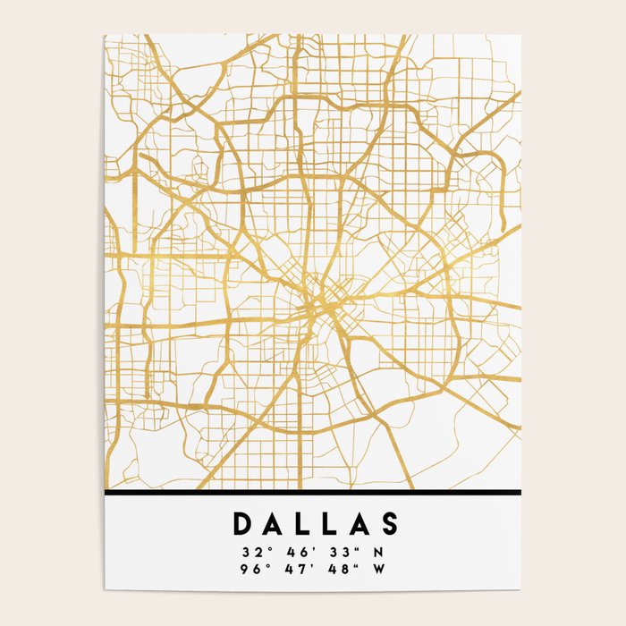 DALLAS TEXAS CITY STREET MAP ART Poster Gallery Image 4