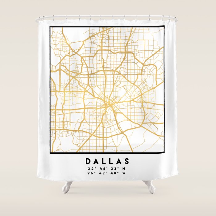 DALLAS TEXAS CITY STREET MAP ART Shower Curtain Gallery Image 1