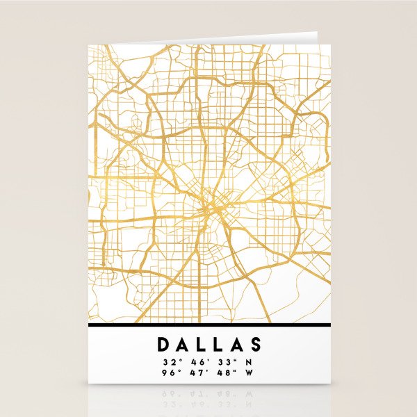 DALLAS TEXAS CITY STREET MAP ART Stationery Card Gallery Image 1