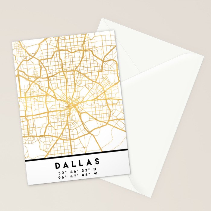DALLAS TEXAS CITY STREET MAP ART Stationery Card Gallery Image 2