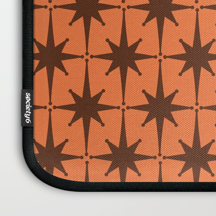 Midcentury Modern Atomic Starburst Pattern in Retro Orange and Brown  Laptop Sleeve Gallery Image 3