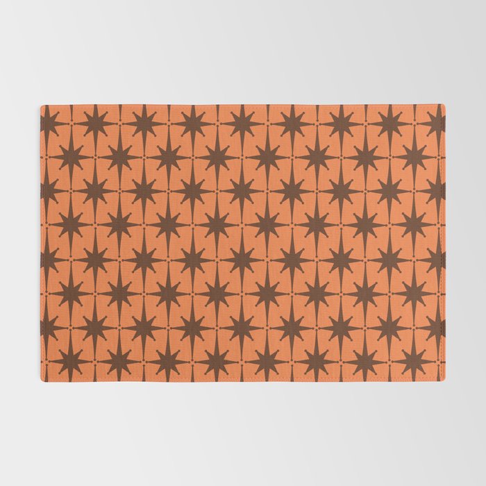 Midcentury Modern Atomic Starburst Pattern in Retro Orange and Brown  Rug Gallery Image 2