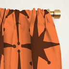 Midcentury Modern Atomic Starburst Pattern in Retro Orange and Brown  Window Curtain Gallery Image 2