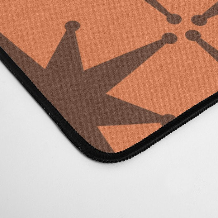 Midcentury Modern Atomic Starburst Pattern in Retro Orange and Brown  Desk Mat Gallery Image 4
