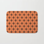 Midcentury Modern Atomic Starburst Pattern in Retro Orange and Brown  Bath Mat Gallery Image 1