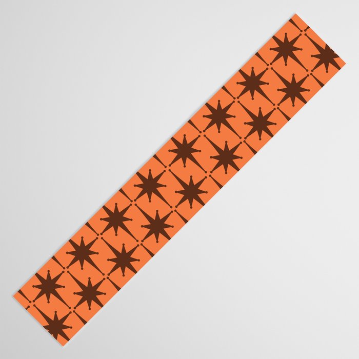Midcentury Modern Atomic Starburst Pattern in Retro Orange and Brown  Table Runner Gallery Image 3