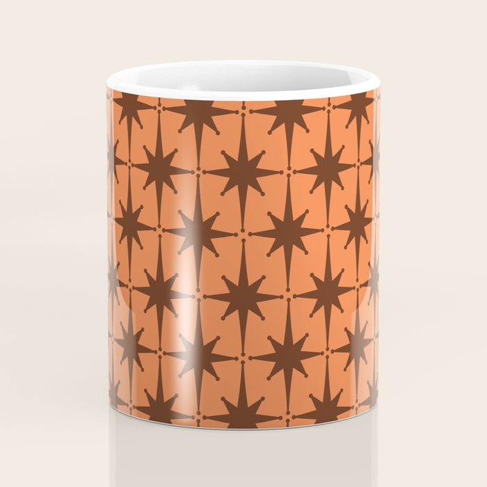 Midcentury Modern Atomic Starburst Pattern in Retro Orange and Brown  Coffee Mug Gallery Image 4