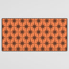 Midcentury Modern Atomic Starburst Pattern in Retro Orange and Brown  Desk Mat Gallery Image 3
