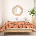 Midcentury Modern Atomic Starburst Pattern in Retro Orange and Brown  Duvet Cover Gallery Image 3